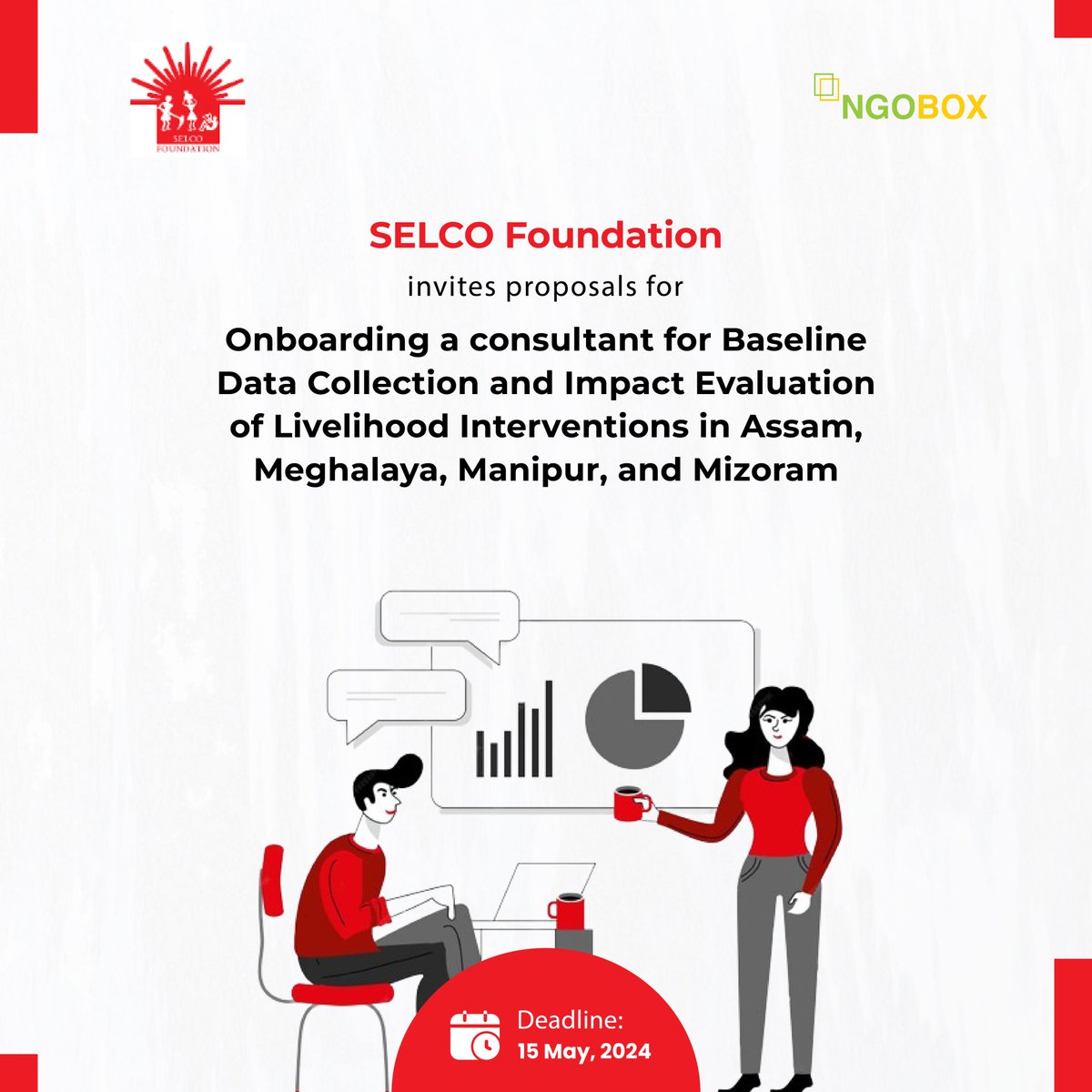 #ExpressionOfInterest @SELCOFoundation invites proposals for Onboarding a consultant for Baseline Data Collection and Impact Evaluation of Livelihood Interventions in Assam, Meghalaya, Manipur, and Mizoram Deadline: 15 May 2024 Apply: ngobox.org/full_rfp_eoi_T…