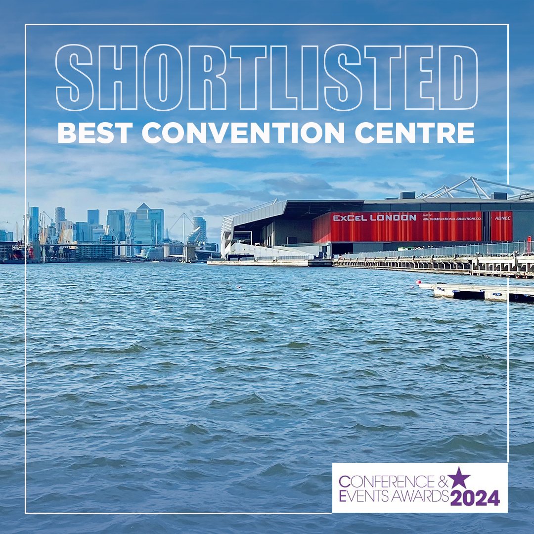 Delighted to be shortlisted in the 'Best Convention Centre' category for this year's #ConferenceEventsAwards. Well done to all those in the running and best of luck for the results on July 5! #ExCeLLondon #EventsIndustry #Awards