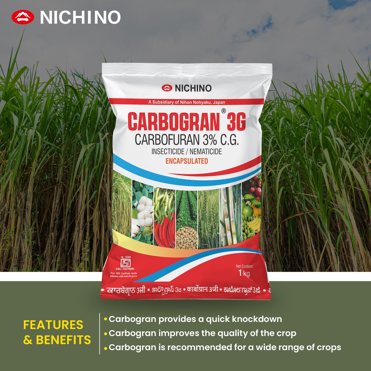Carbogran has double action that eliminates insects and nematodes.

#pestcontrol #carbogran #farmer #cropprotection #farmlife #Nichinoindia