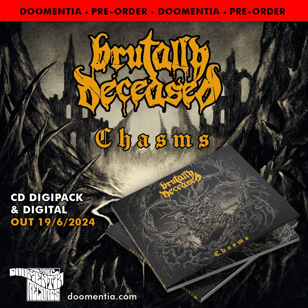 +++ PRE-ORDER & TRACK PREMIERE +++ BRUTALLY DECEASED - 'Chasms' CD Pre-order: doomentia.com Single 'Deus Mundi': youtu.be/CC6gnT1XNNg - 6 panel digipack w/glossy lamination - 12pgs booklet - artwork by Maciej Kamuda - limited to 500 copies #deathmetal