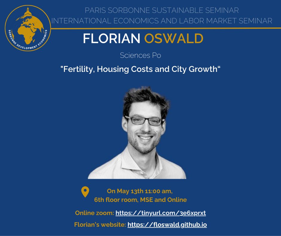 [ 🚨 PSSD-IELM SEMINAR - MAY 13TH 🚨 ]

<a href="/FlorianOswald/">Florian Oswald 🇪🇺 🇺🇦</a> from <a href="/sciencespo/">Sciences Po</a> presented the seminar today !

📝"Fertility, Housing Costs and City Growth"

Florian's website: floswald.github.io