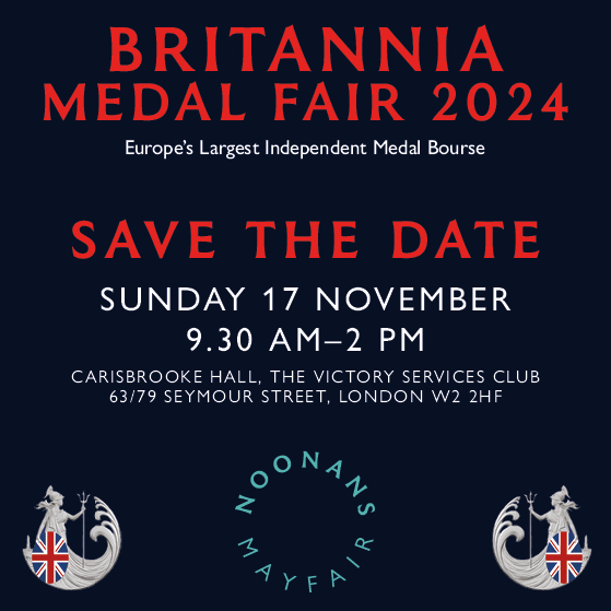 DATE FOR YOUR DIARY – following on from the success of yesterday’s Fair, the next Britannia Medal Fair takes place on Sunday, November 17, 2024, from 9:30am–2pm. For more details noonans.co.uk/news-and-event… #medals #freelondonevents #medalfair #london #medalcollecting
