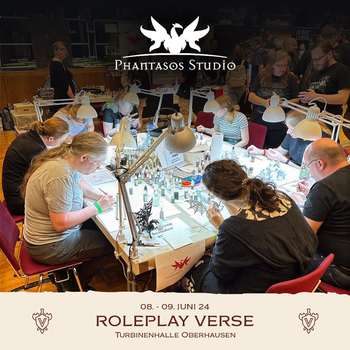 Wir sind auf der Roleplay Verse 2024! Komm am 8. und 9. Juni bei uns am Stand vorbei und bemalt eure erste eigene Miniatur unter unserer Anleitung. Informiert euch über unsere Bemal-Workshops, unseren Bemalservice und die Phantasos Arena Hobby Location. rpv-germany.de
