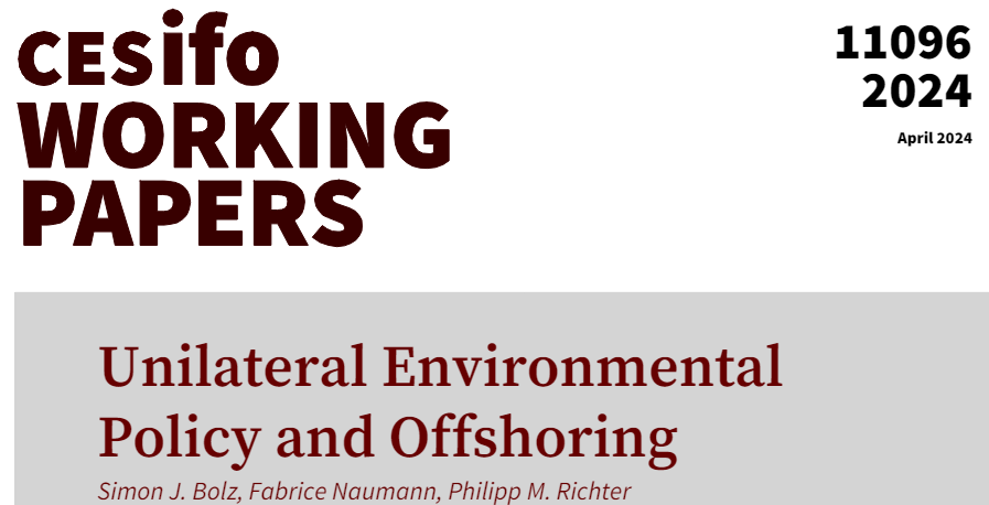 CESifo (@cesifonetwork) on Twitter photo Unilateral Environmental Policy and Offshoring | Simon J. Bolz <a href="/FabriceNaumann/">Fabrice Naumann</a> Philipp M. Richter
#EconTwitter
cesifo.org/en/publication… Unilateral Environmental Policy and Offshoring | Simon J. Bolz <a href="/FabriceNaumann/">Fabrice Naumann</a> Philipp M. Richter
#EconTwitter
cesifo.org/en/publication…