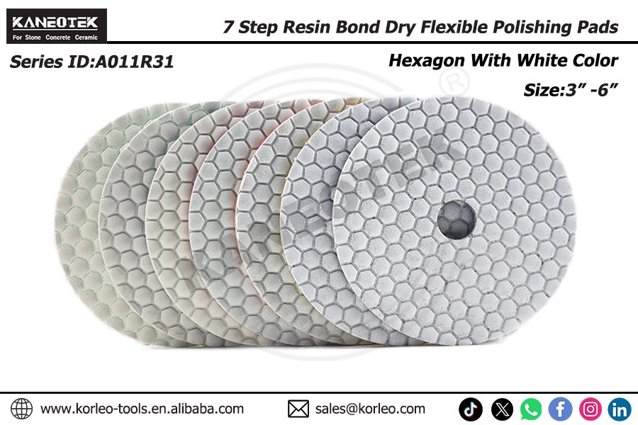 #KANEOTEK  7Step Pressed Flexible White High Quality Dry Diamond Polishing Pads For Granite Marble Limestone Quartz Engineer Stone
Email:sales@korleo.com
Whatsapp:+86-18060023860
Order link:alibaba.com/product-detail…
#Polishingpads #Stonepolishingpad #concretepolishingpad
#polish