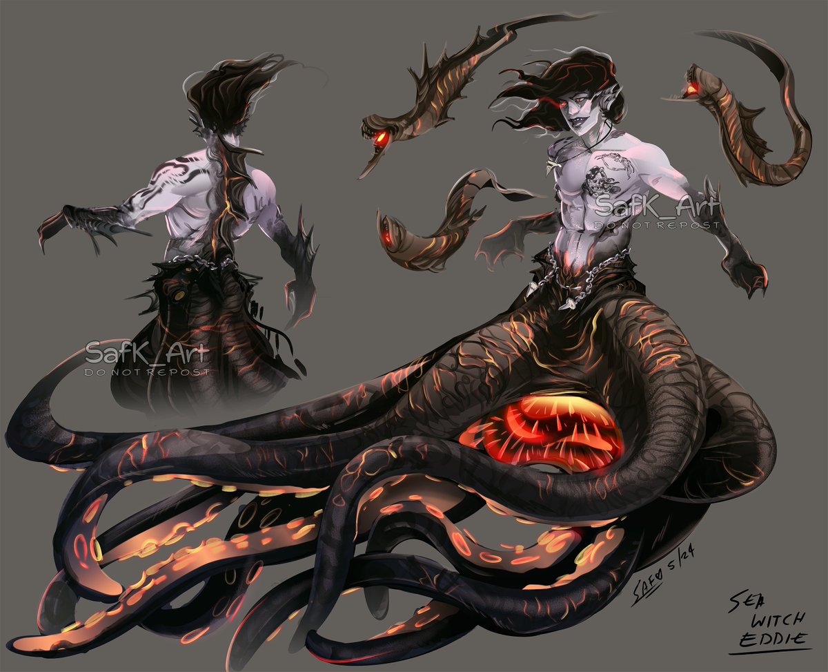 for some reason, Eddie is a pain in the ass when it comes to designing creatures, and yes he has a 9th tentacle because it was an accident. :3c

#artwork #StrangerThings #eddiemunson #mermay2024 #ocotpus #seawitch