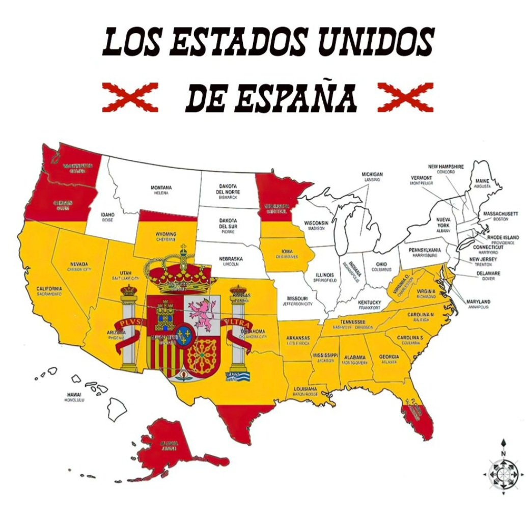 Increíble simil del territorio español en termino de los estados actuales en EEUU. Las dos terceras partes eran ESPAÑA. No teníamos COLONIAS.. teníamos VIRREINATOS. Este territorio en particular era el Virreinato de Nueva España de 1535 a 1821
Esto a nuestros libros de texto ya!