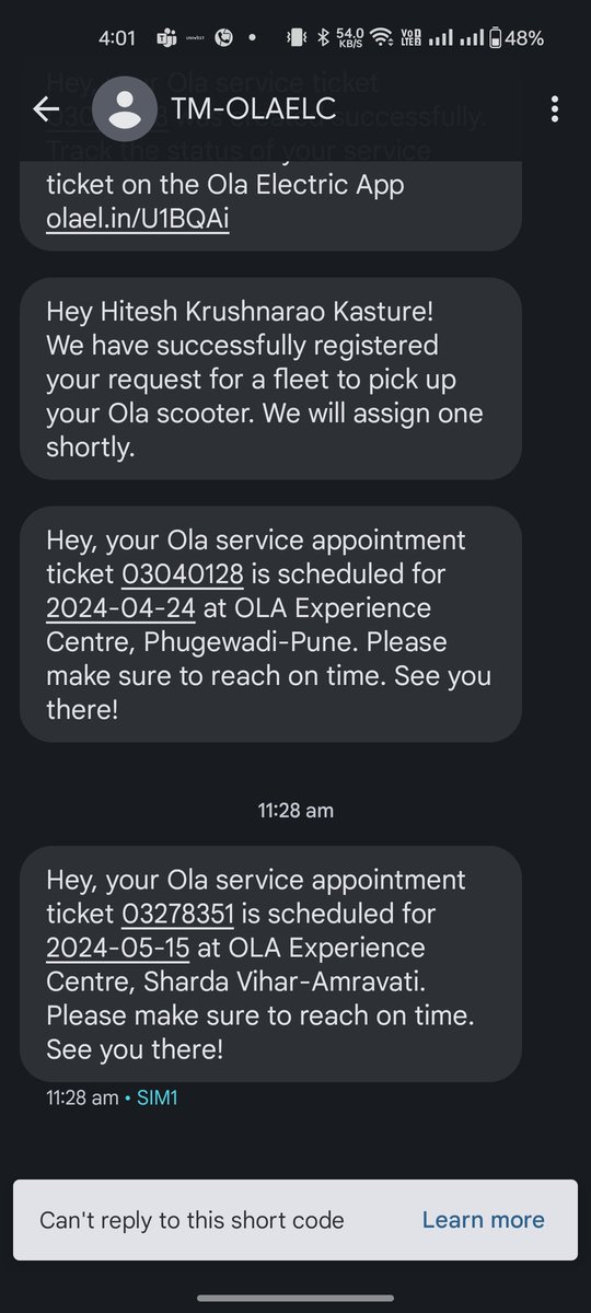@OlaElectric @bhash what is this?
I have selected the pune address ticket open showing Wardha address and message received assigned technician in Amaravati.
Please check and schedule a home visit at the pune location