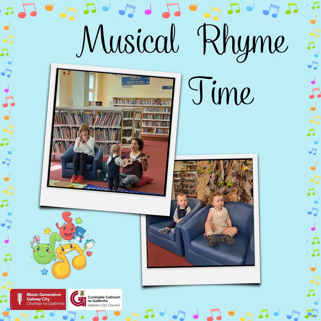 Last week's sunshine made the Musical Rhymetime session with our Laura and Ines from @MGGalwaycity  even more fun. Our two super fans certainly agreed! Why not come along and join in, every Friday at 11:30am.
#musicalrhymetime #parentandbaby #AtYourLibrary #freeevent