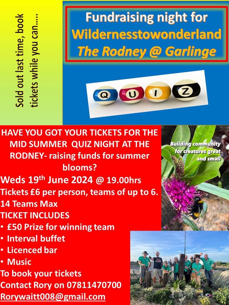 Wilderness to Wonderland is hosting a mid-summer quiz night to raise funds for their summer gardening. The volunteer group has been hard at work creating glorious flowerbeds which are in bloom around town, and have more projects in the pipeline. Booking details👇