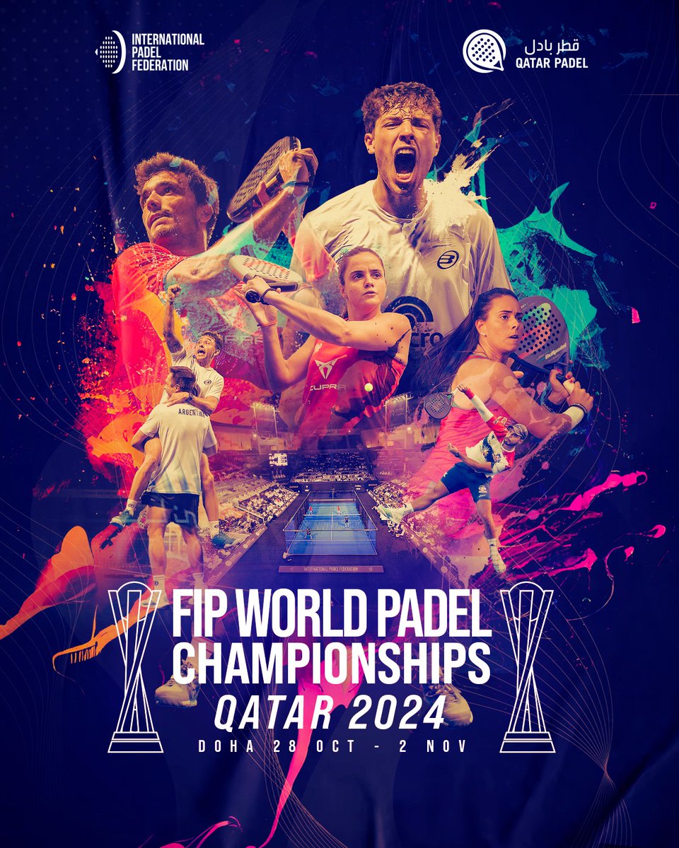 🇶🇦 𝘿𝙊𝙃𝘼- 𝙌𝘼𝙏𝘼𝙍 🇶🇦 will host the 🏆𝗙𝗜𝗣 𝗪𝗢𝗥𝗟𝗗 𝗣𝗔𝗗𝗘𝗟 𝗖𝗛𝗔𝗠𝗣𝗜𝗢𝗡𝗦𝗛𝗜𝗣𝗦 𝗤𝗔𝗧𝗔𝗥 𝟮𝟬𝟮𝟰 🏆

🌍 16 Teams.🚺🚹
📅  28 Oct. - 2 Nov. 2024
📍Doha -Qatar
ℹ️ padelfip.com

#FIPWorldPadelChampionshipsQatar2024🏆
#PadelFIP🌍