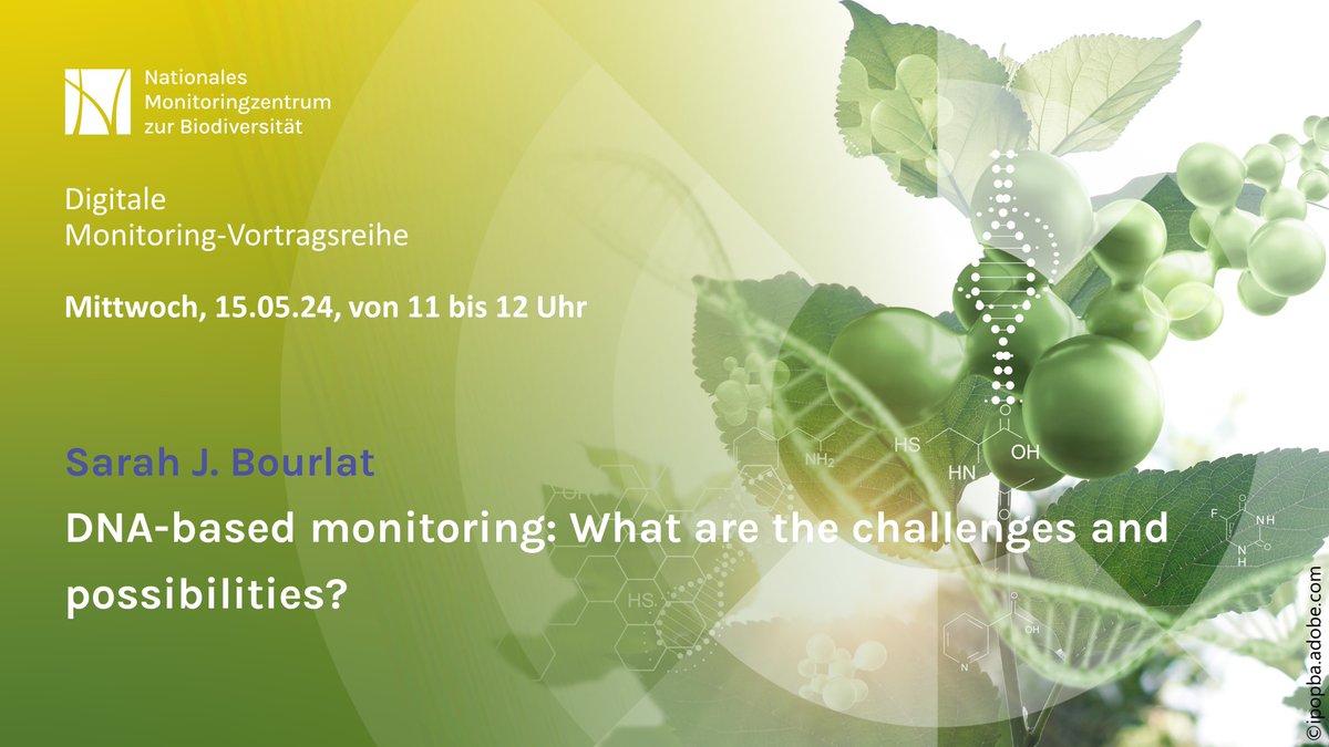 On Wednesday 15 May, Sarah Bourlat will guide you through the interesting concept of DNA-based methods and explain different substrate types. At 11 am. Click here for free registration bfn-event.webex.com/webappng/sites… #biodiversity #DNAbased #methods #nationalesmonitoringzentrum #Monitor