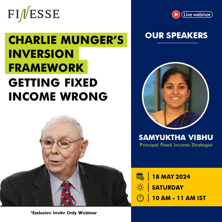 Charlie Munger Inversion Framework: In #fixedincome, returns are capped, leaving little room for error. Munger suggests solving problems backward; let's learn from failures to build a safer #investment approach.

Join us on Sat, 18 May at 10 AM.

Reg link: bit.ly/44wmUVA