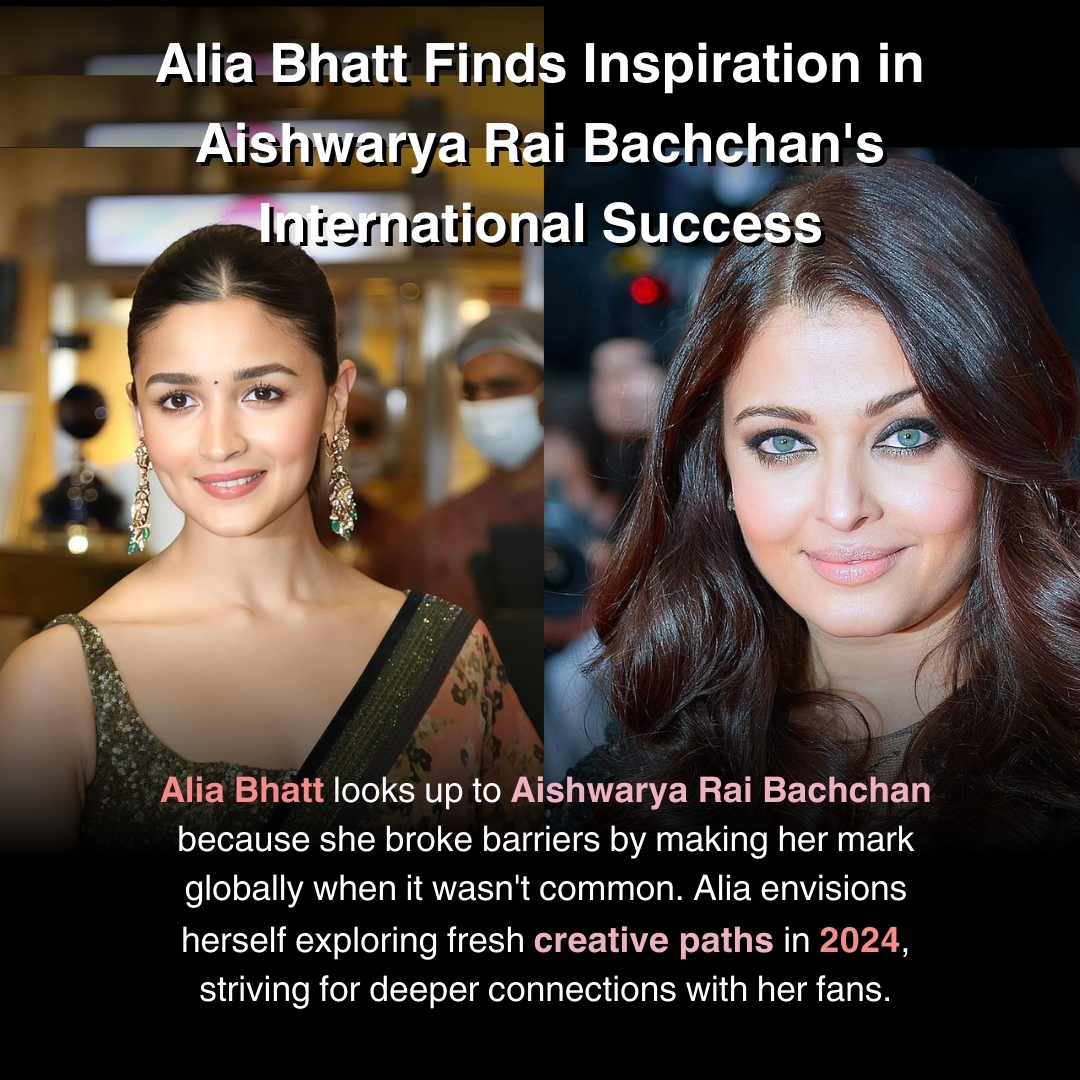 Alia Bhatt admires Aishwarya Rai Bachchan for blazing her own trail and going global when nobody else was🌟 #inspiration  #Trailblazer #GlobalIcon
.
.
.
@aliaa08  Looking ahead to 2024 she envisions herself exploring new creative horizons. 
#CreativeJourney #AudienceConnection