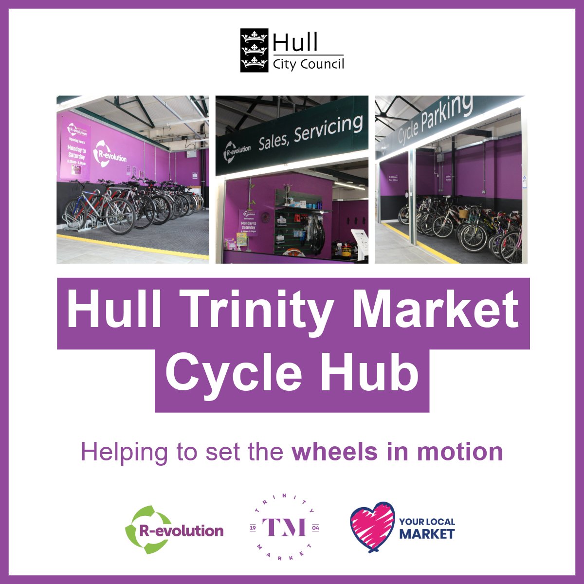 Planning a visit @TrinityMarket1 during Love Your Local Market?

Did you know that @RevolutionYorks operates a cycle hub at the market, funded by @hullccnews? 🚴

Find out about the range of services it offers ⤵️

travelhull.co.uk/bike/cycle-par…

#ActiveTravel I #LYLM2024