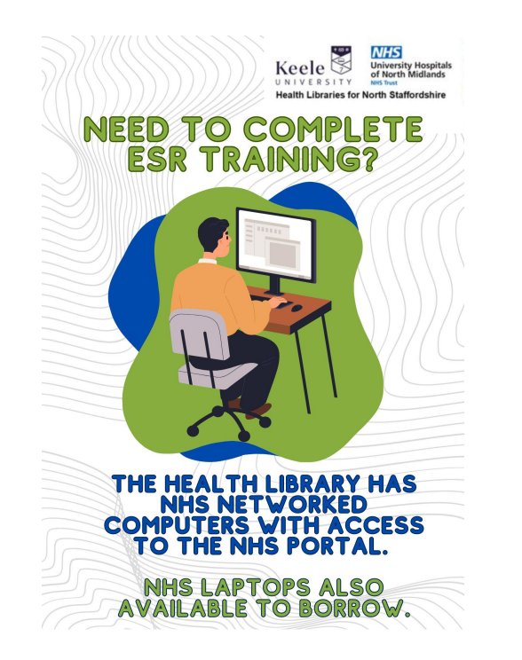 Need to do ESR Training? Too busy on the ward or in the office? Pop over to the Health Library in the CEC - we have NHS networked computers & laptops available so you can complete your training uninterrupted 🖥️👍