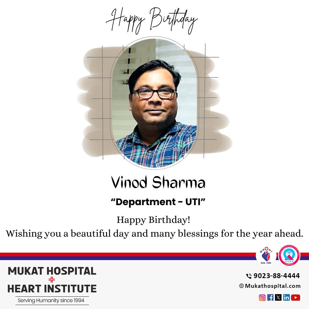 'Sending warmest birthday wishes to our exceptional team member! Your unwavering dedication, boundless enthusiasm, and tireless efforts continue to motivate us all. Here's to a year ahead brimming with happiness and achievements! ✨🎉😇'

#happybirthday #Mukathospital #chandigarh