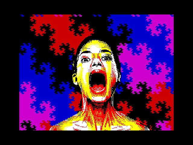 Had a pause to look at some amazing #ZXSpectrum #Art pictures.
  
Top left- (translated) who are you without your A.I.
Top right- Luna by #Catofairy
Bottom left- Charlie by #Catofairy 
Bottom right- Girl 4 from unspoken. By #Diver