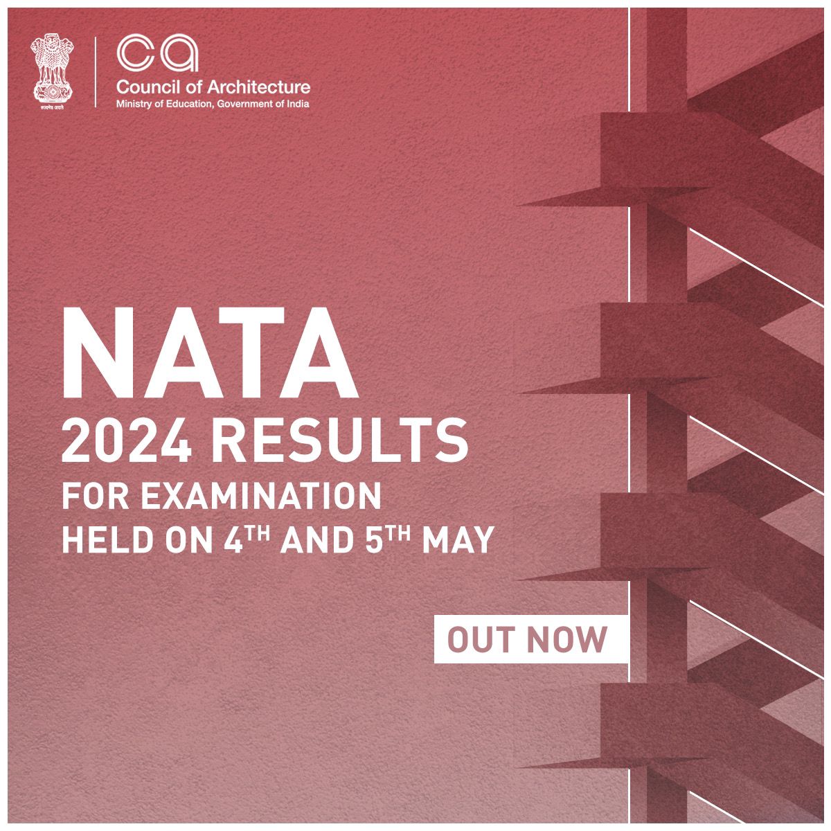 The wait is over, future architects!
NATA 2024 results for the May 4th & 5th exams are officially out!

Head over to the official NATA website to check your scores and take the next step on your #architectural journey.

#NATAResults #ArchitectsOfTheFuture #councilofarchitecture