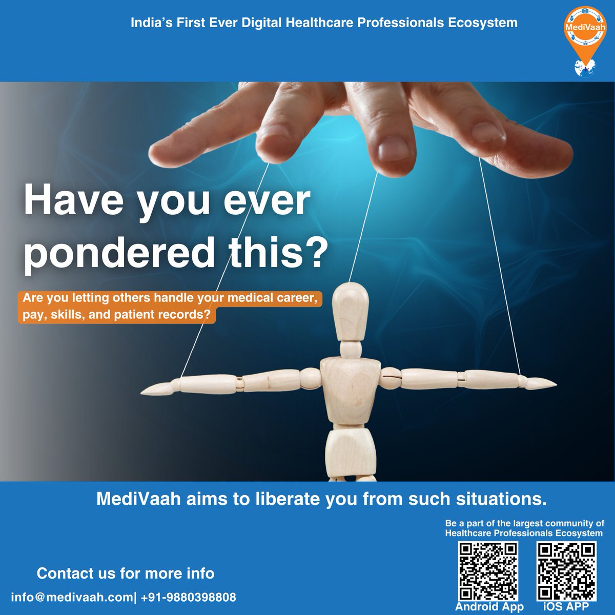 Dear Doctors!
Are you letting others handle your medical career, pay, skills, and patient records?
Then it's time to be part of the largest community of Healthcare Professionals Ecosystem
#Doctors #MedicalPractice #healthcare #healthcareprofessionals