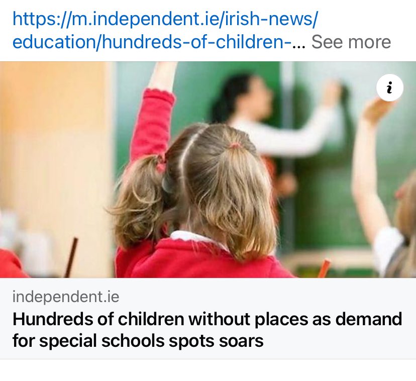 Unfortunately getting a special school place doesn't mean the children will learn to read, spell etc as same problems with lack of staff training exist and <a href="/Education_Ire/">Department of Education and Youth</a> have no data on what our kids are learning or not learning <a href="/1Hildegarde/">Hildegarde Naughton</a> <a href="/NormaFoleyTD1/">Norma Foley T.D</a> <a href="/SimonHarrisTD/">Simon Harris TD</a>