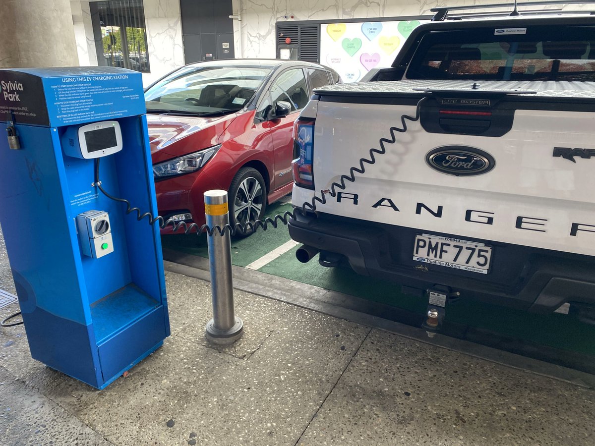 This Ford Ranger sure has its charging port in an odd location. 🤔