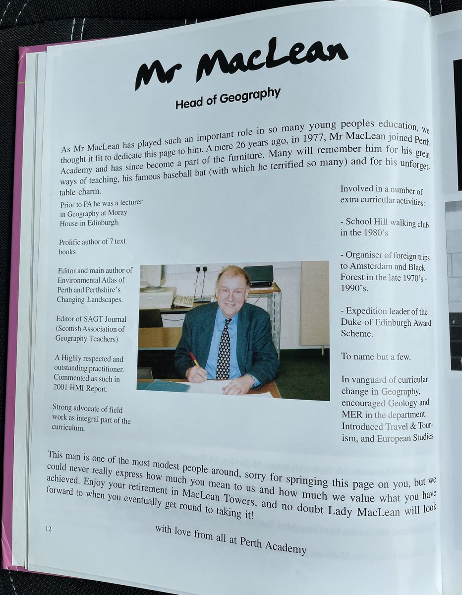 @ClydesdAileen @perthacademy I was raking through some old year books to find some photos of a current teacher at the school when she was a pupil. I came across this page and thought you might like to see what the kids of 2003 thought of Mr MacLean.