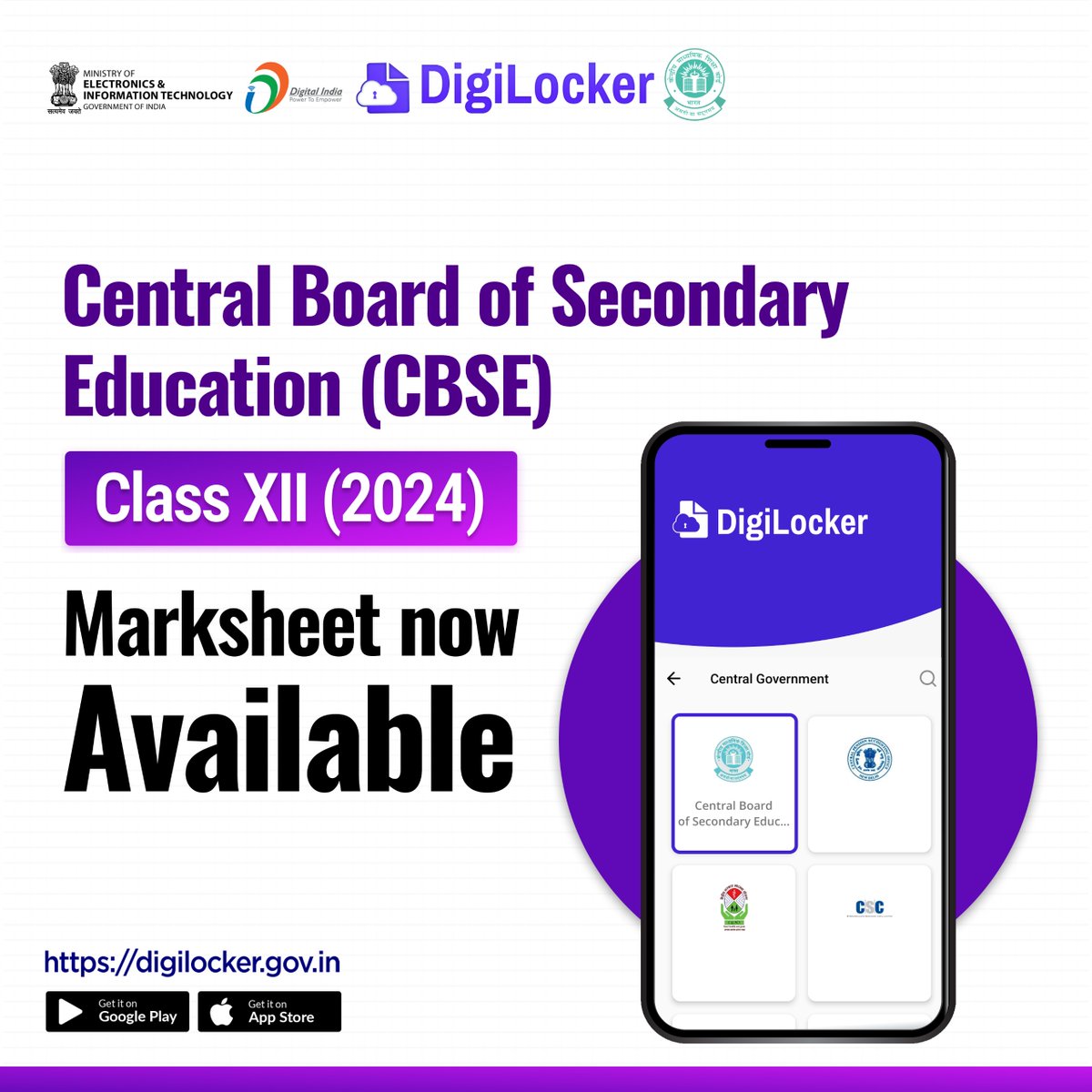 Attention #CBSE Class XII students! Your #marksheet is now accessible on your #DigiLocker wallet. Securely access your records and manage it without any hassle. digilocker.gov.in/installapp #classxii