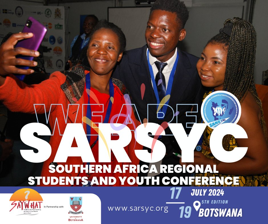 The 5th Edition of the Southern Africa Regional Students and Youth Conference (#SARSYC V) is scheduled to take place on 17-19 July 2024 in Gaborone, #Botswana.