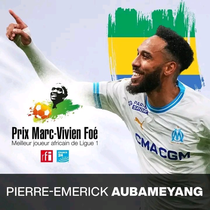 C'est officiel, l'attaquant international gabonais 🇬🇦 #PierreEmerickAubameyang est le lauréat du #PrixMarcVivienFoé2024.  
À 34 ans Aubameyang devient le deuxième joueur africain à remporter ce prix à deux reprise (2013 avec #SaintEtienne et 2023 avec l'#OlympiquedeMarseille