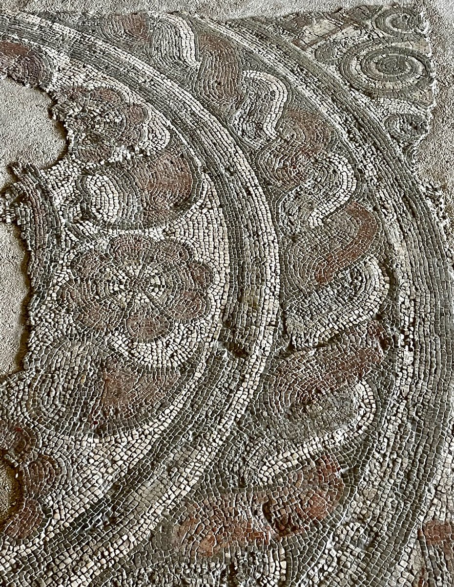 Remains of a floral mosaic from Fishbourne Roman Palace in West Sussex. The mosaic dates to 75 AD when the palace was built . #MosaicMonday #RomanBritain 📸 My own.