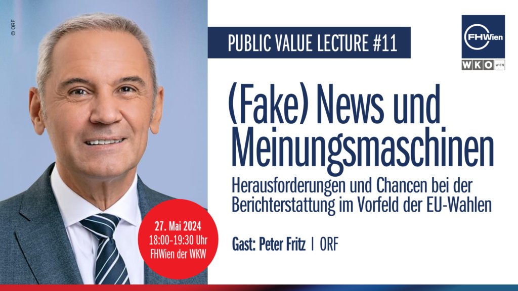 FHWien der WKW (@fhwienat) on Twitter photo In der 11. Public Value Lecture von <a href="/JourFHWien/">JOUR@FHWien</a> am 27.5. dreht sich alles um Chancen & Herausforderungen bei der Berichterstattung im Vorfeld der #EUWahlen. 🇪🇺🗳️
Zu Gast ist Peter Fritz (#ORF-Korrespondent & ehemaliger Leiter #ZiB-Auslandsressorts).
👉 fh-wien.ac.at/veranstaltunge… In der 11. Public Value Lecture von <a href="/JourFHWien/">JOUR@FHWien</a> am 27.5. dreht sich alles um Chancen & Herausforderungen bei der Berichterstattung im Vorfeld der #EUWahlen. 🇪🇺🗳️
Zu Gast ist Peter Fritz (#ORF-Korrespondent & ehemaliger Leiter #ZiB-Auslandsressorts).
👉 fh-wien.ac.at/veranstaltunge…