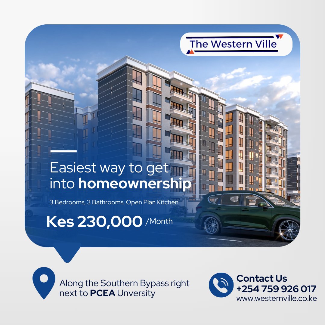 Don't let the fear of homeownership expenses hold you back.

We're excited to introduce you to the most affordable pathway to owning your dream home. 

Visit westernville.co.ke and check out our offerings

#apartmentsforsale
#homeownership 
#affordablehomes
#newhomeowner