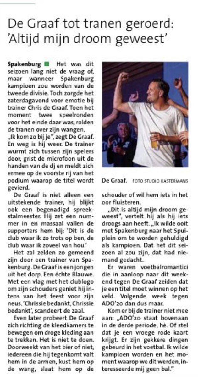 TROTS 🏆 | <a href="/ChrisdeGraaf87/">Chris de Graaf</a> en <a href="/JorgHartog/">Jorg Hartog</a> Als kinderen van de club <a href="/SV_Spakenburg/">sv Spakenburg</a> 1 de titel bezorgen! Laat het een grote inspiratiebron zijn voor onze jeugd 💙 Wij zijn TROTS op jullie 💪