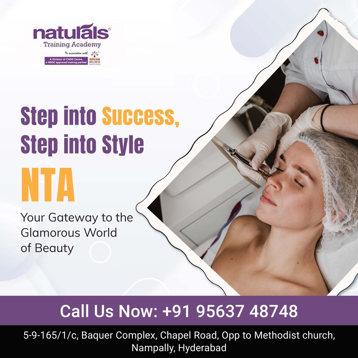 With Naturals Training Academy (NTA), 'Step into Success, Step into Style' is achievable! the opportunity to express oneself via style and a successful profession in beauty (success). Contact Us: 95637 48748 visit : naturalsacademy.com #beautytraining #nta #nampally