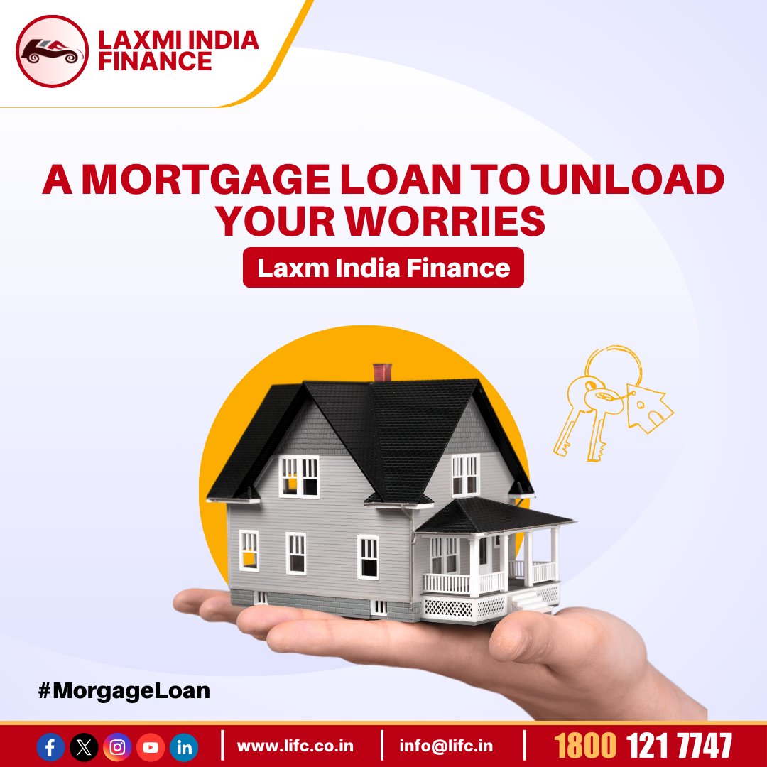 Secure Your Future Today with a Mortgage Loan!
Apply Now and Unload Your Worries 🏠💸
For more information, contact us at 📞 1800 121 7747

#ApplyNow #MortgageLoan #FinancialStability #HassleFreeLoan #YourDreamHome #TwoWheelerLoan #LaxmiIndiaFinance #NBFC #LoanForMSME