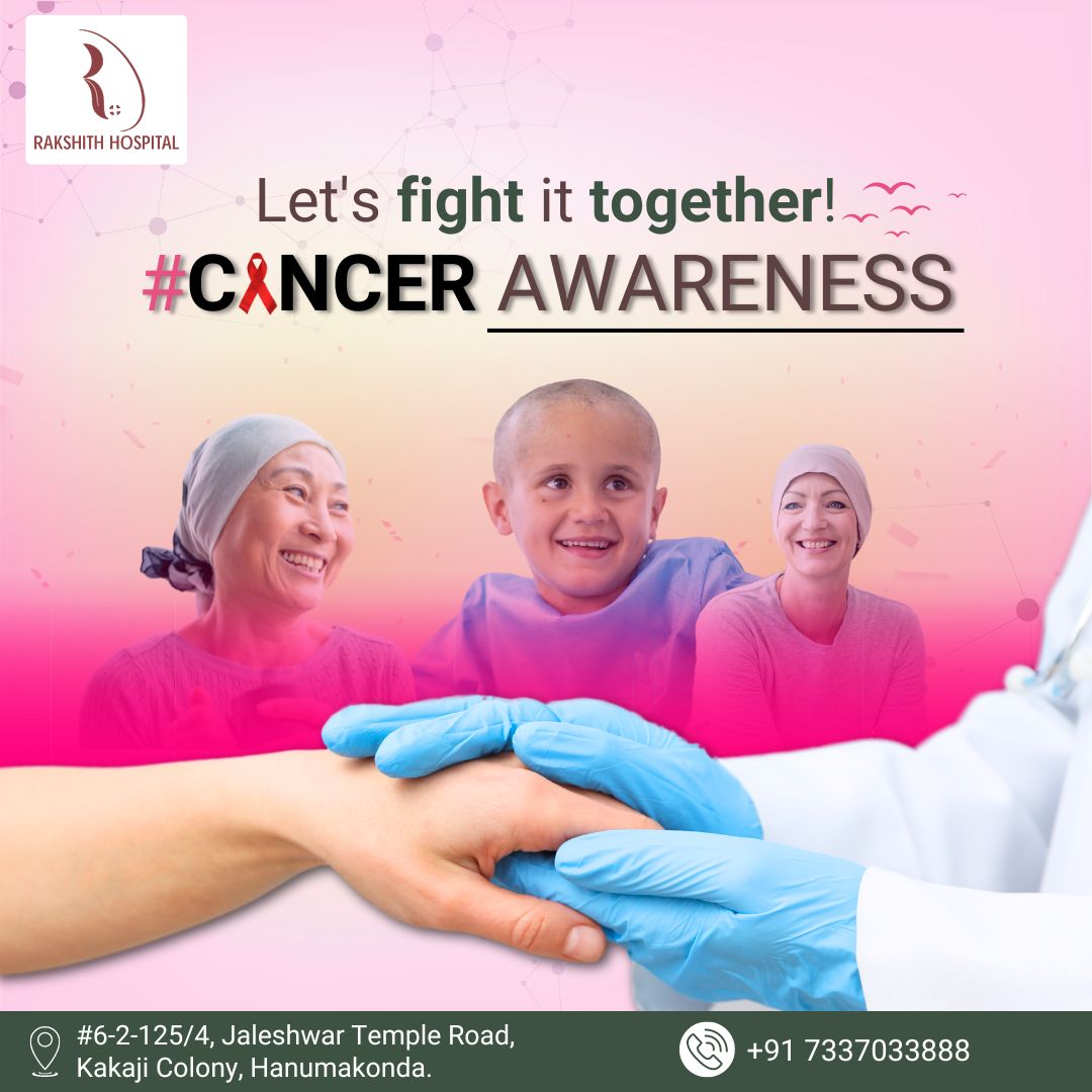 Let's paint the world in shades of hope and courage. 💖 Join us in raising awareness and spreading love for those battling cancer. Together, we can ignite a brighter tomorrow. #CancerAwareness #strengthinunity

#rakshithhospital #warangal #CancerAwareness #FightAgainstCancer
