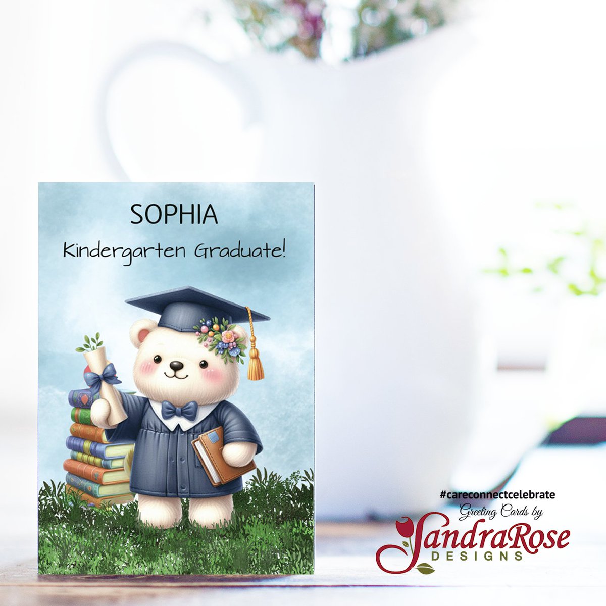 The card is a personalized and heartwarming greeting card, designed to celebrate a young girl's significant milestone in her educational journey. #CareConnectCelebrate #SandraRoseDesigns @GCUniverse #Greetingcards #Greetingcard #graduation greetingcarduniverse.com/congratulation…