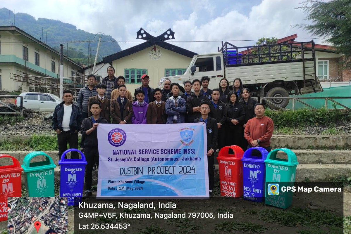NSS unit of St. Joseph's College, Jakhama, NAGALAND donated dustbins to it's adopted Villages under a'Dustbin Project' . 30 dustbins were donated amoung all the adopted villages & college campus. @_NSSIndia @YASMinistry @ianuragthakur @Neiphiu_Rio @NisithPramanik