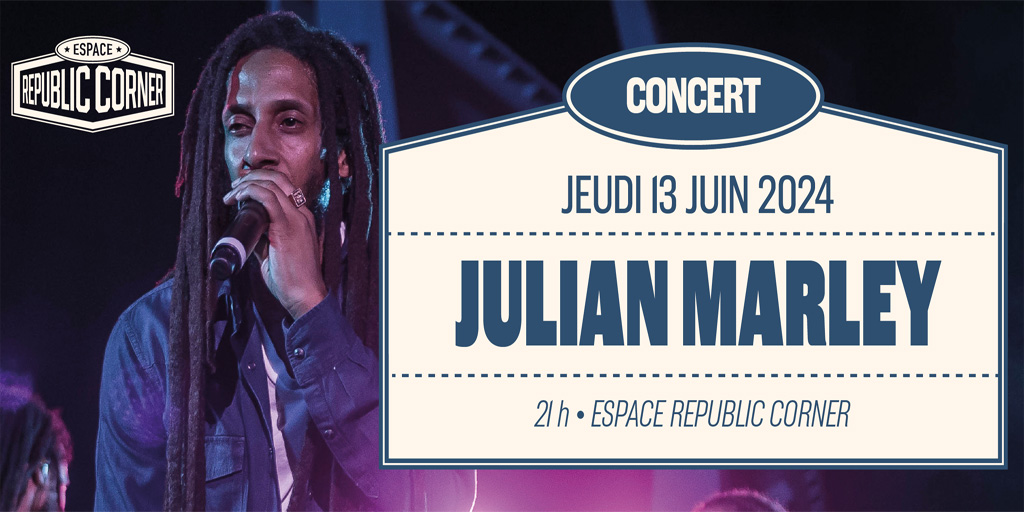 Julian Marley – Jeudi 13 Juin 2024 – Espace Republic Corner, Poitiers (86) – Un Reggae à la fois moderne, teinté de hip-hop et de R’n’B, mais élaboré dans la plus pure tradition Roots ! culturedub.com/julian-marley-… #Marley #Reggae #Jamaica #concert #Poitiers #culturedub