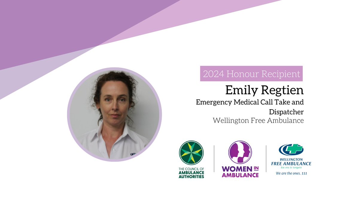Today we celebrate one of our Wellington Free Ambulance, Women in Ambulance Honour Recipient in Emily Regtien💜 Emily is an Emergency Medical Call Taker and Dispatcher, ensuring the correct resources are sent to WFA requested incidents. Read more loom.ly/oUh1Ivw