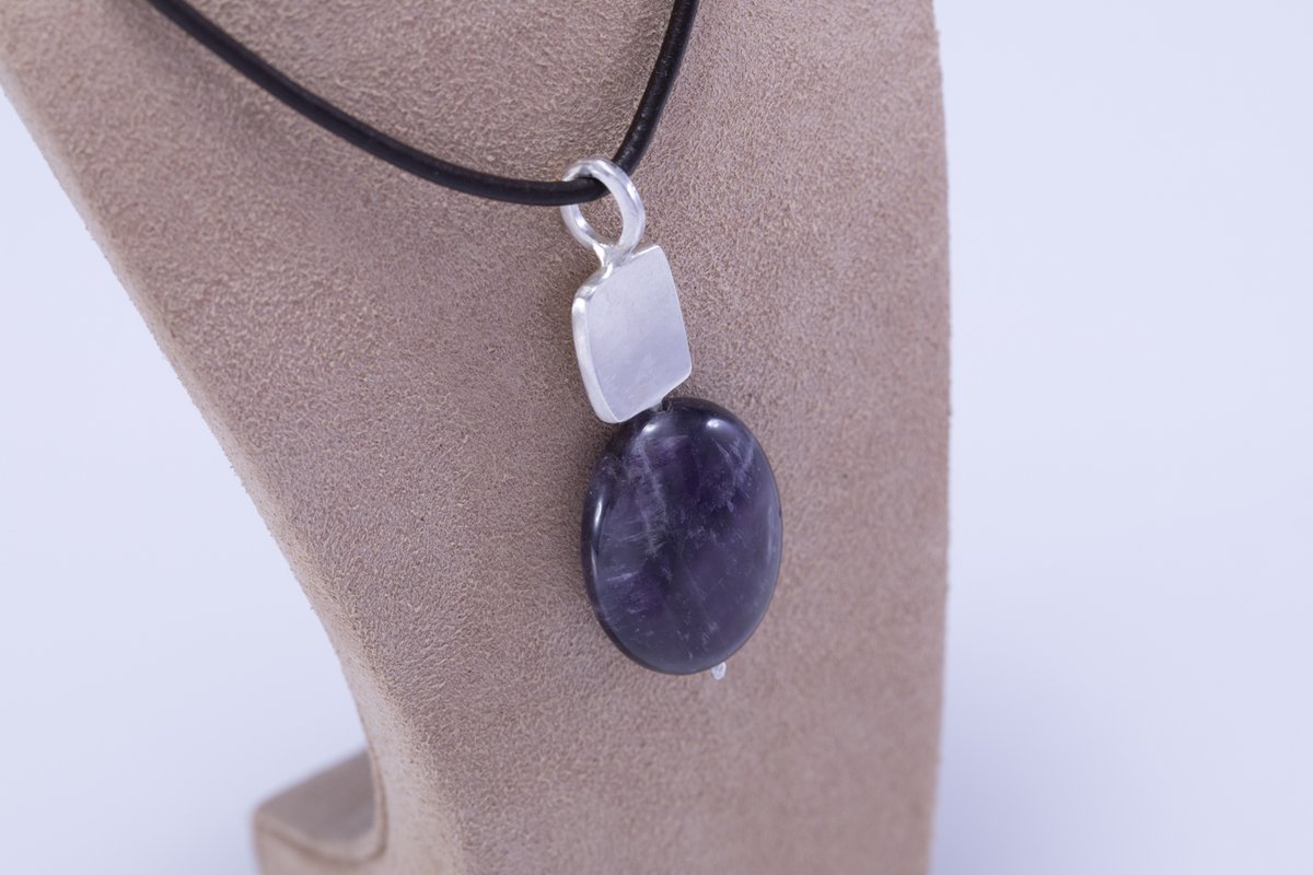 Silver Necklace with purple stone. For handmade, textured and hallmarked silver jewellery visit  margaretgriffithsilverjewellery.com #sterlingsilver #Margriff #earlybiz #FCworkspace #etsy