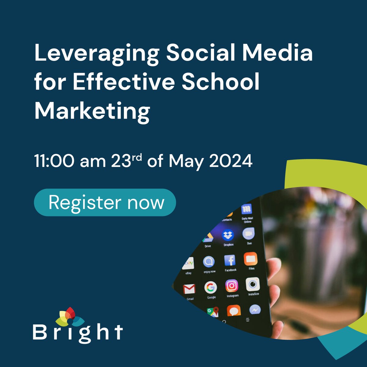 In today's digital world, social media is a powerful tool for schools. Join our FREE Masterclass and learn how to leverage these platforms for effective marketing. ✍️ bit.ly/3J54eCi

#Bright #SchoolMarketing #SocialMediaMarketing #FreeMasterclass