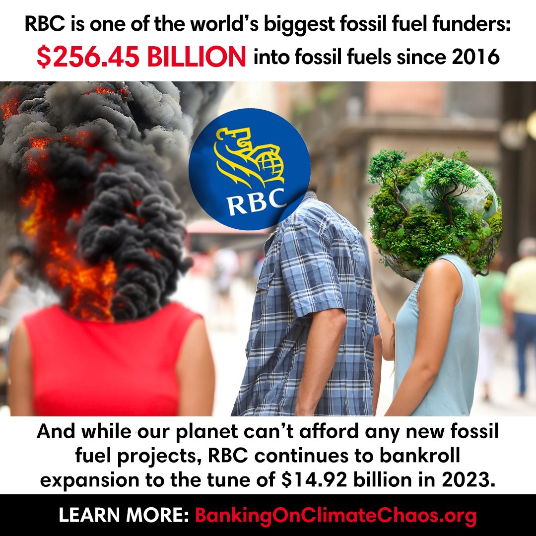 Canada's largest fossil fuel financing bank remains @RBC with $256 billion into coal, oil and gas. Not shy of fueling even more new pipelines and gas terminals, etc. @RBC pump nearly $15 billion into fossil fuel EXPANSION in just 2023. #bocc #bankingonclimatechaos