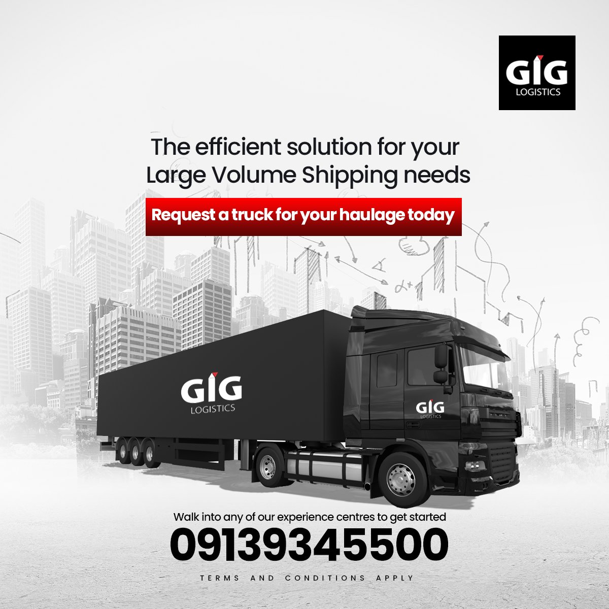 You've got large shipments? We've got trucks!

Visit any of our experience centres closest to you or call 09139345500 to request a truck for your haulage today.

#giglogistics 
#WeDeliver