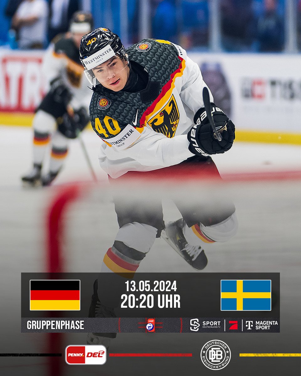 Zum Start der neuen Woche wartet bei der IIHF 2024 WM die nächste schwere Aufgabe auf @deb_teams: Ab 20:20 Uhr trifft das deutsche Team auf Schweden. Wie sieht dein Tipp für heute Abend aus? Die Partie siehst Du live bei @ProSieben, @SportDE_TV und bei #MagentaSport. #PENNYDEL