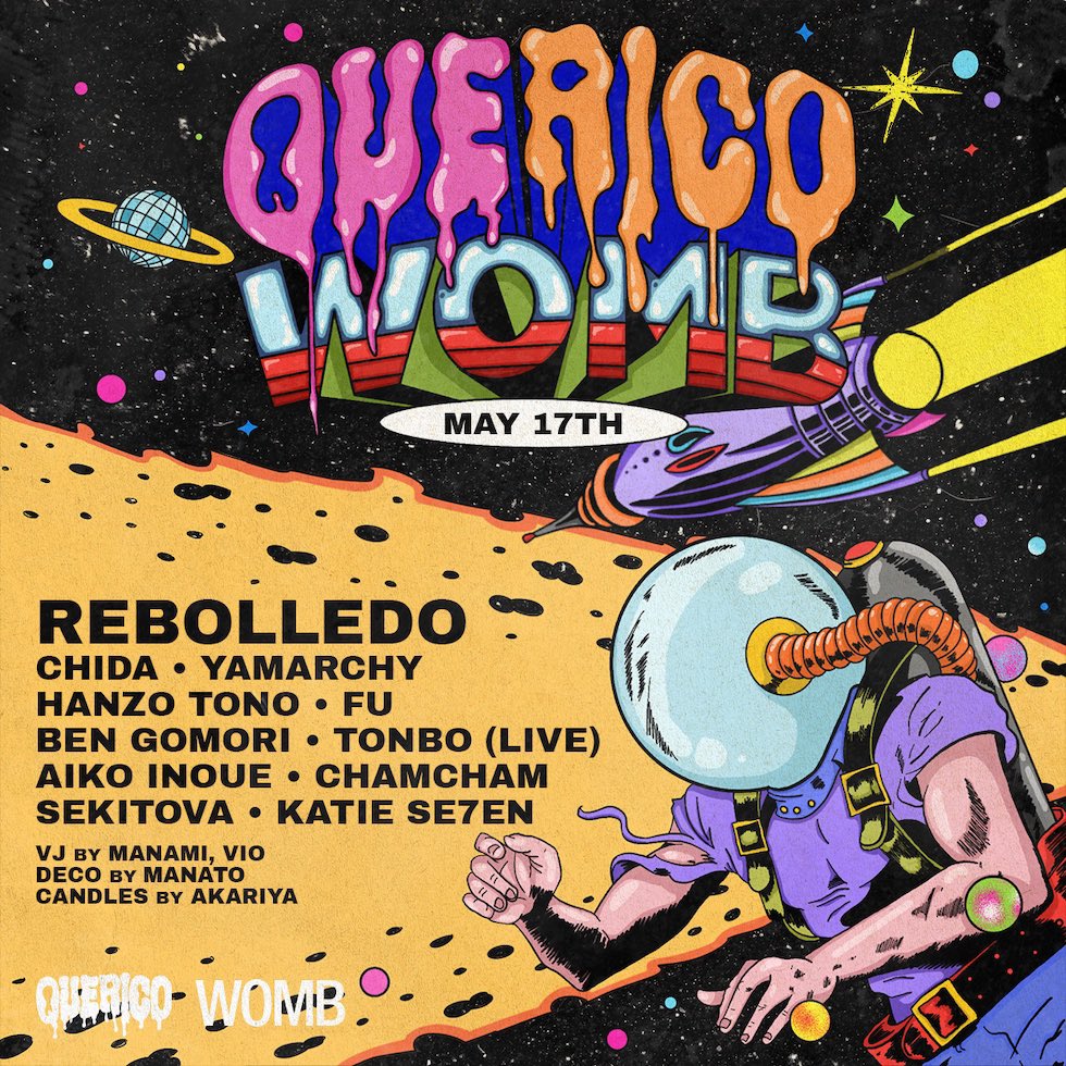 THIS FRIDAY: HOUSE, DISCO Join us for an unforgettable experience hosted by Querico, an international community born in Tokyo, delivering incredible music and art. This time, we're featuring the most legendary Mexican “experience designer”, Rebolledo! ADV womb.co.jp/event/2024/05/…