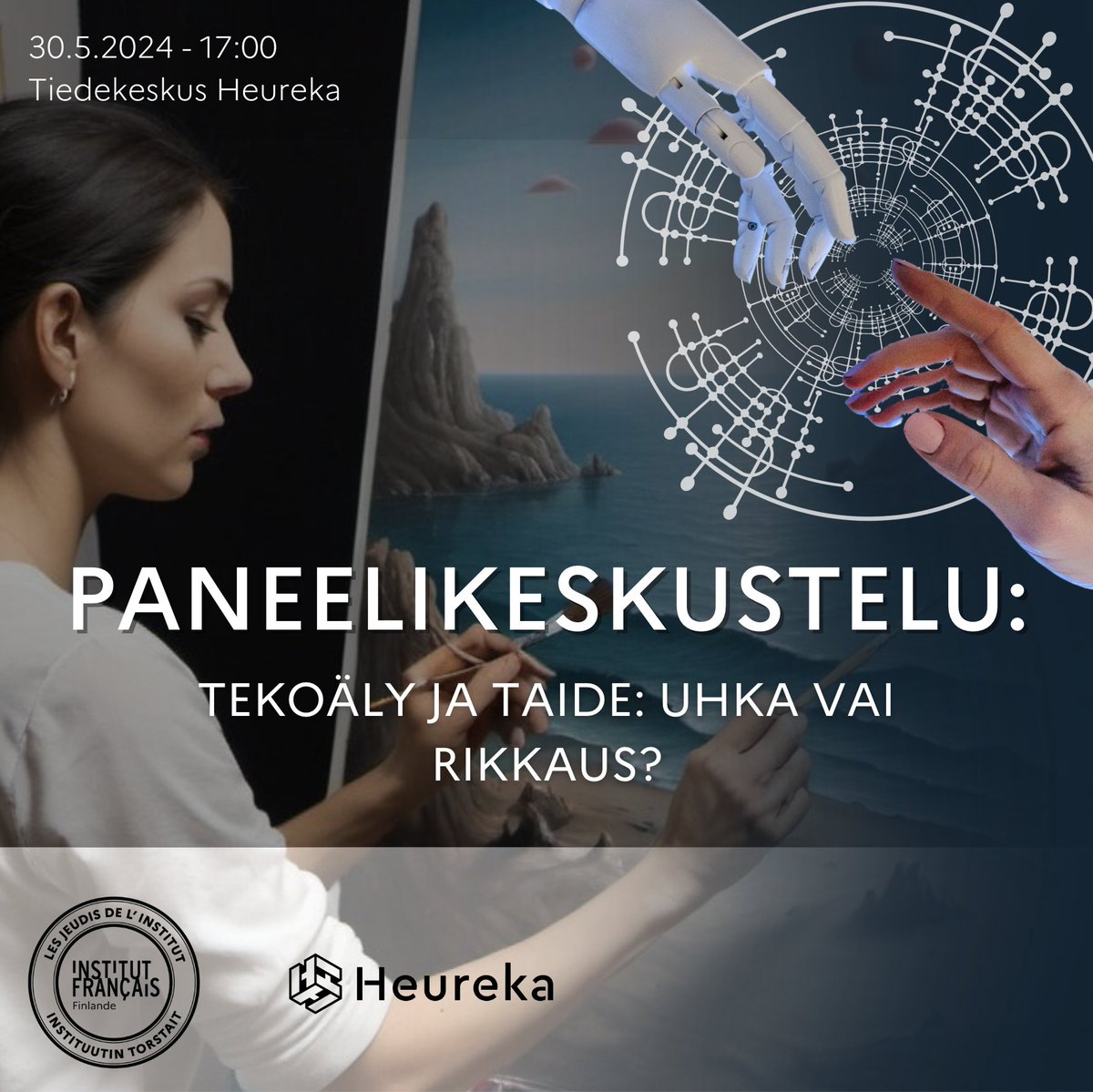 🎨Järjestämme yhdessä @IFFinlande :n kanssa tapahtuman tekoälyn käytöstä taiteessa. Tapahtumassa asiantuntijapaneeli käsittelee tekoälyn ja taiteen suhdetta tieteellisestä, taiteellisesta, oikeudellisesta ja yhteiskunnallisesta näkökulmasta.

🎟️heureka.fi/blogs/ajankoht…
