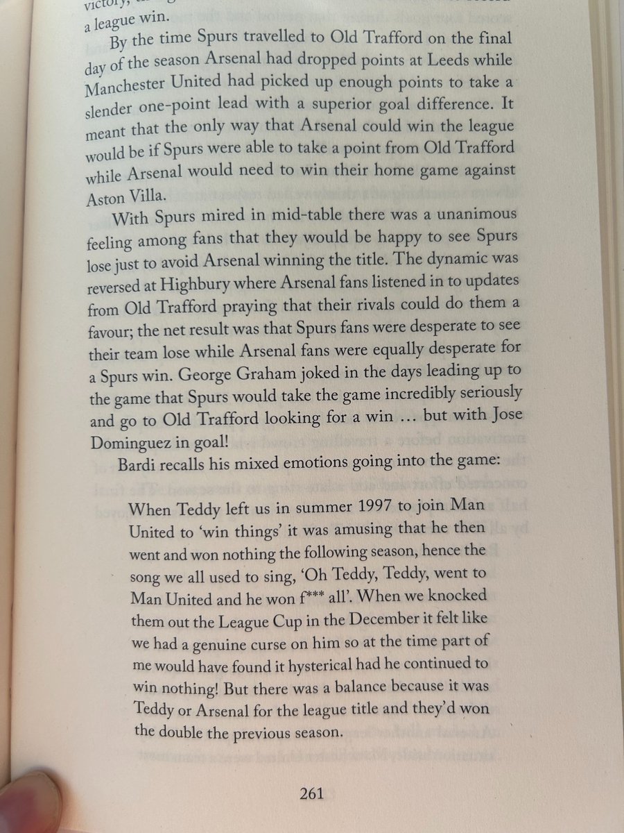 Having conflicting emotions about whether we want to win a game has happened before! @BardiTEI shared with me how he felt going into the final game of the 98/9 season. To relive, or learn, what it was like supporting Spurs in the 90s my book is out now 90sspursbook.square.site