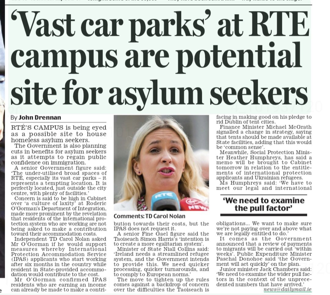 Tell me our government hasn't a clue without telling me. They are looking at the car park on the rte campus to set up tents for economic migrants. They are also looking at reducing payments in the hope it deters them. The government has allowed this situation with mass…